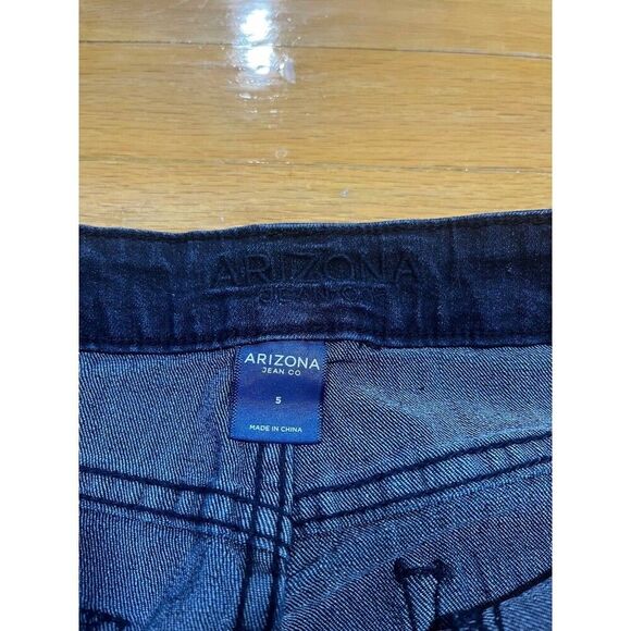 Arizona Jeans Women's Moto Size 5 Blue Dark Wash Whiskered Punk Motorcycle Denim - Picture 3 of 8